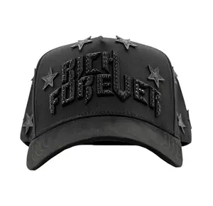 Barbas Hats x Rich The Kid “Rich Forever” Premium Streetwear Snapback – Black Adjustable Unisex Hat for Men & Women Featuring Rhinestone Letter Embroidery and Star Accents Inspired by Modern Street Fashion