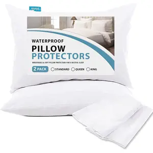 4 Pack Pillow Protectors with Zipper Breathable & Noiseless & Durable   Pillow Cases Standard Size White Pillow Protector