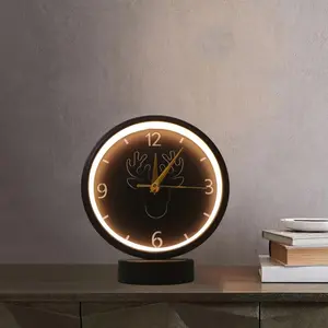 Creative Deer Antler Design Desktop Clock Light, USB Powered & Battery Required LED Desktop Clock Light (No Battery), Novelty Lighting for Home Living Room Bedroom Decor