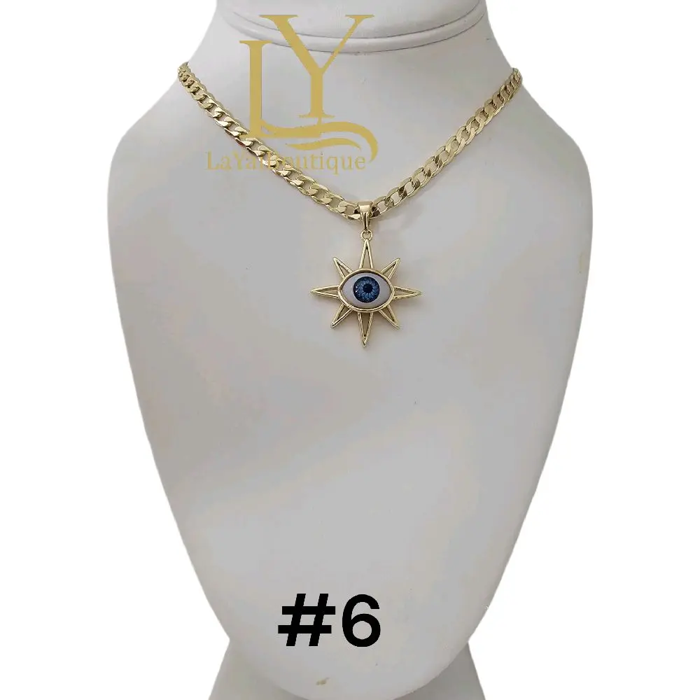 LaYaiBoutique #1688 Turkish Evil Eye Necklace and Pendant, 14k Gold Plated, High Quality