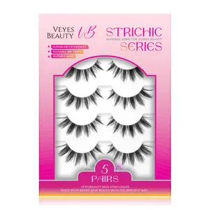 VEYESBEAUTY Manga Strip Lashes Ultra-Thin Invisible Band 3D Layered Reusable Perfect for Beginners Makeup