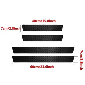 4Pcs Carbon Fiber Car Door Sill Strip Universal Anti-Scratch Anti-Collision Threshold Protector Sticker