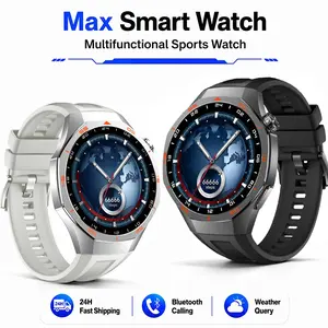 Max Premium Round Smart Watch with Large Dial & Long Lasting Battery - Make Calls Play Music 30+ Sports Modes Health Tracking for Fitness Enthusiasts Busy Professionals Daily Wear Wearable Smartphone. Monitor Wristwatch