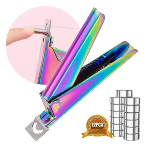 Premium Nail Clippers with Magnets Sizers for Acrylic Nails, Artificial Fake Nail False Nail Tip Cutter Trimmer Manicure Pedicure Sharp Stainless Steel Blade Clip Tool For Salon Home Art Beauty