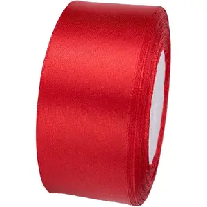 25 yards 1-1/ 2inch wide satin ribbon, very suitable for weddings, handmade bows, and gift wrapping (red)