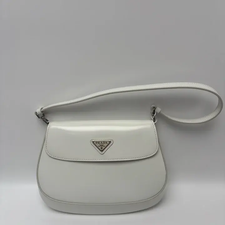 Pre-owned PRADA Patent Shoulder Bags Cleo White T10411463