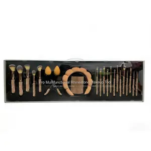 Professional Brush Set for Women TIKTOK VIRAL Rhinestone Makeup Brush Set 23pcs Sparkling Glitter Brushes Eyelash Curler Hairband Pink Red Silver Pro Beauty Tools for Flawless Looks Oily luxurious series Colorful Brush Set with Powder Puff  protip birthda