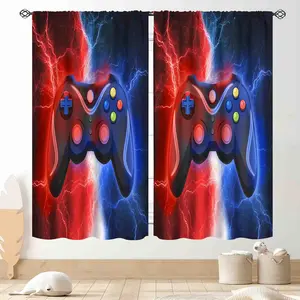 Game Controller Print Curtains Set, Room Decor Curtain, 100% Polyester Fiber, Perfect for Gamers, Bedroom, Living Room, Game Room, 2-Piece Gift