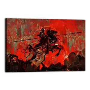 Red Knight Artistic Wall Decor, Waterproof Canvas Poster, Cute And Vibrant Poster for Bathroom, Living Room, Bedroom, Dorm, A Perfect Gift Idea for New Year Home Decor