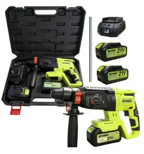 Devenbo High Power Electric Hammer Impact Drill 21V Dual 4mAh Battery Kit with Case 2 Batteries and Additional Battery