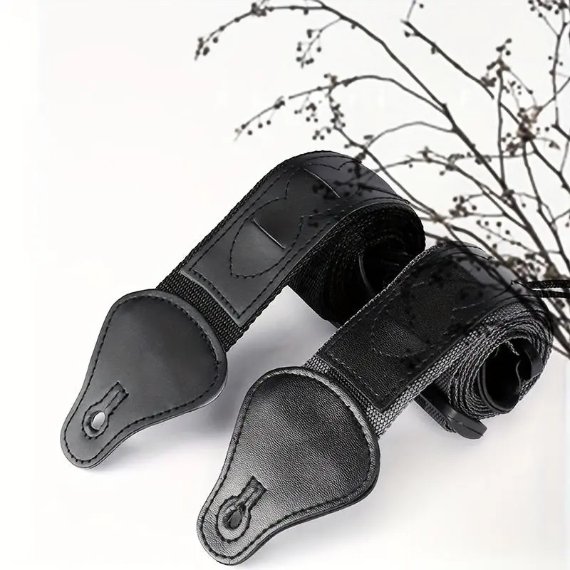 Adjustable Nylon Guitar Strap for Musical Instruments, Acoustic Guitar Accessories, Comfortable and Durable Design, Includes Storage for Picks, Ideal for Ages 12 and Up