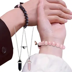 4PCS Relationship Gifts for Couples Bracelets necklace Matching  for Best Friends Birthday Gifts for Women Friendship Gifts for Men