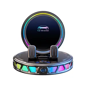 360° Magnetic Wireless Charging Car Phone Mount with RGB Ambient Light, Strong Suction Dashboard Holder, Stable & Anti-Slip, Perfect for Navigation, Fits All Phones & Tablets