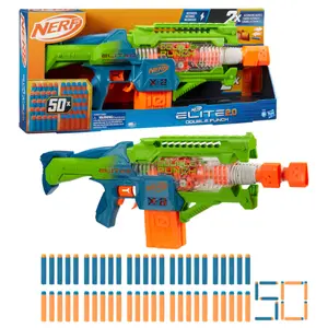 Elite 2.0 Double Punch Motorized Electronic Blaster, 50 Elite Darts, 2x 10-Dart Clips, Christmas Gifts for Kids,