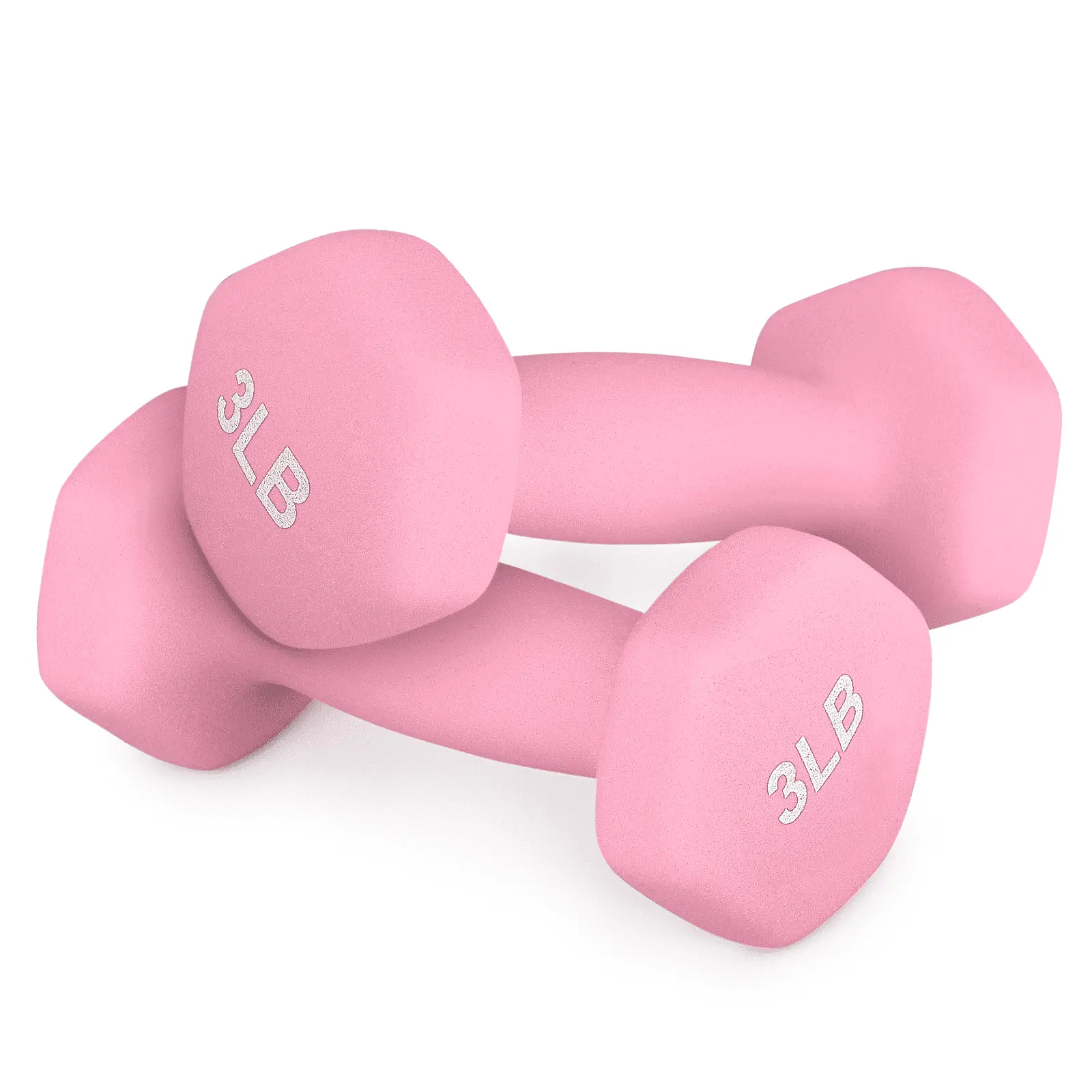 Magshion Neoprene Coated Cast Iron Anti-Slip Dumbbell, Pink, Set of 2, 6 lb
