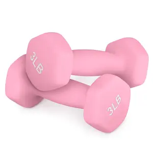 Magshion Neoprene Coated Cast Iron Anti-Slip Dumbbell, Pink, Set of 2, 6 lb