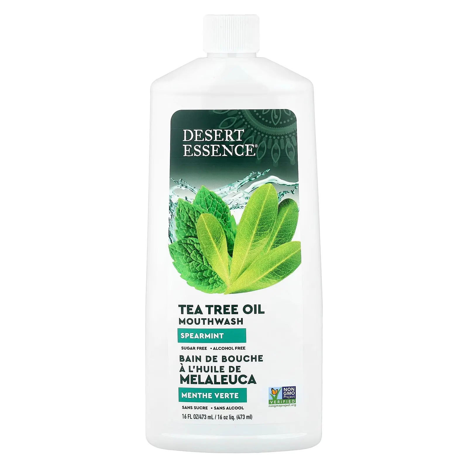 Desert Essence Tea Tree Oil Mouthwash, Spearmint, 16 fl oz (473 ml)