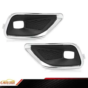 Fit For 19-20 Jeep Cherokee Pair Front Bumper Fog Light Lamp Covers Bezel Chrome