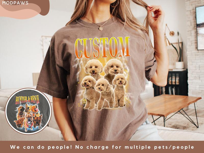 Custom Vintage Bootleg Pet Shirt Pet Photo + Name Custom Dog Portrait Personalized Shirt Custom T Shirts Cat Shirt 90's Tee