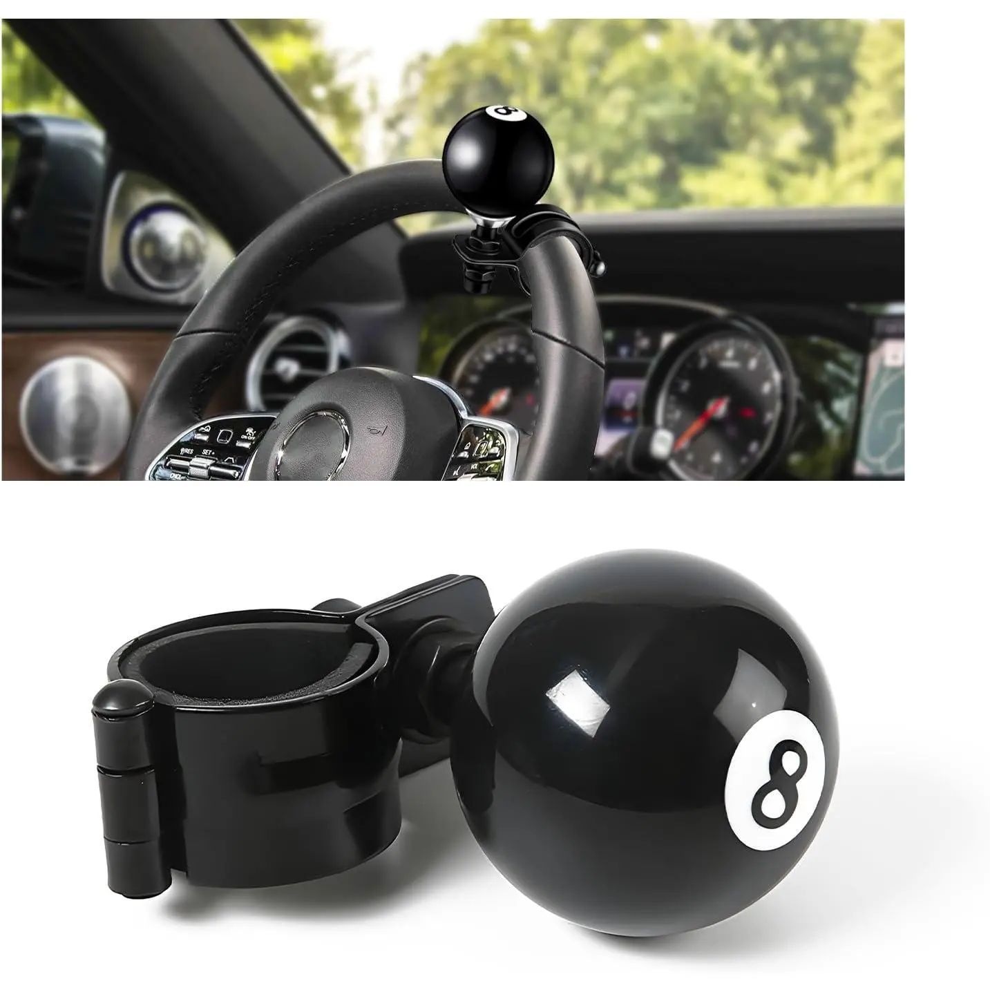 Black 8 Ball Steering Wheel Knob – 360° Spinner for Cars, Trucks, Semis & Tractors, 1PCS Black 8 Ball Steering Wheel Knob – 360° Spinner for Cars, Trucks, Semis & Tractors, 1PCS