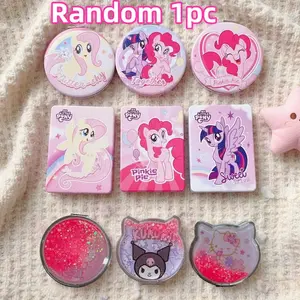 1pcs pony pattern double-sided foldable mirror, Foldable makeup mirror, portable and lightweight for easy touch-ups, Clear mirror, available in yellow, pink, purple, Ideal gift for birthday, Christmas, daily use and home decoration