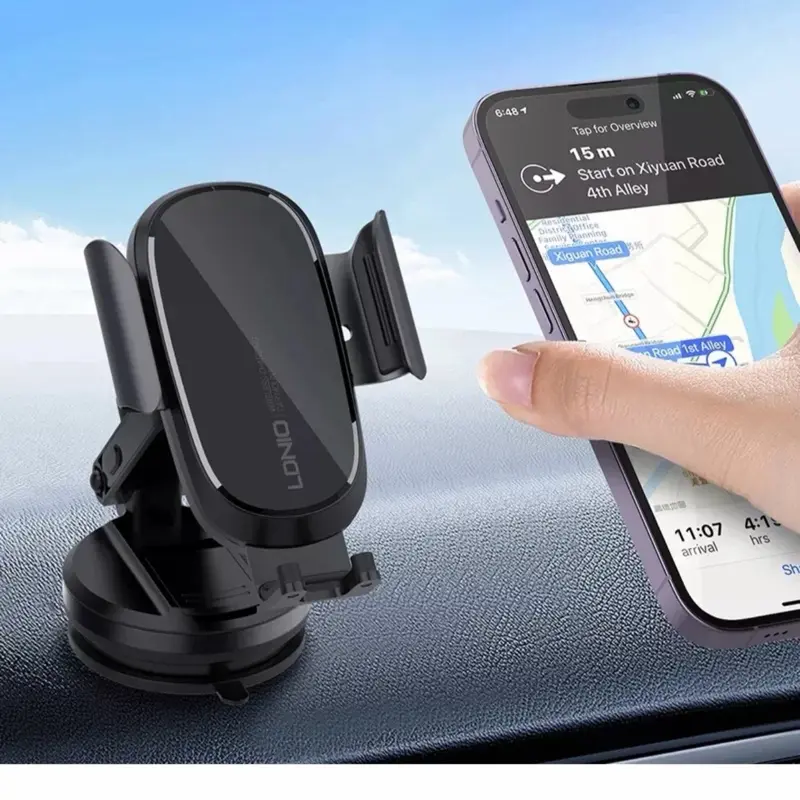 15W Wireless Car Charging with Car Holder - Fast Charging, Easy Installation, Compatible with Most Smartphones