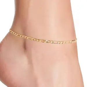 14k Gold Plated 3mm Figaro Chain Anklet Chain for Women