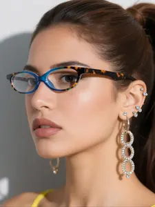 Vintage Oval Frame Eyeglasses, Lightweight Anti- Light Eyeglasses for Women & Men, Fashion Eyeglasses for Work, Daily Clothing Decor, for Student Daily Use