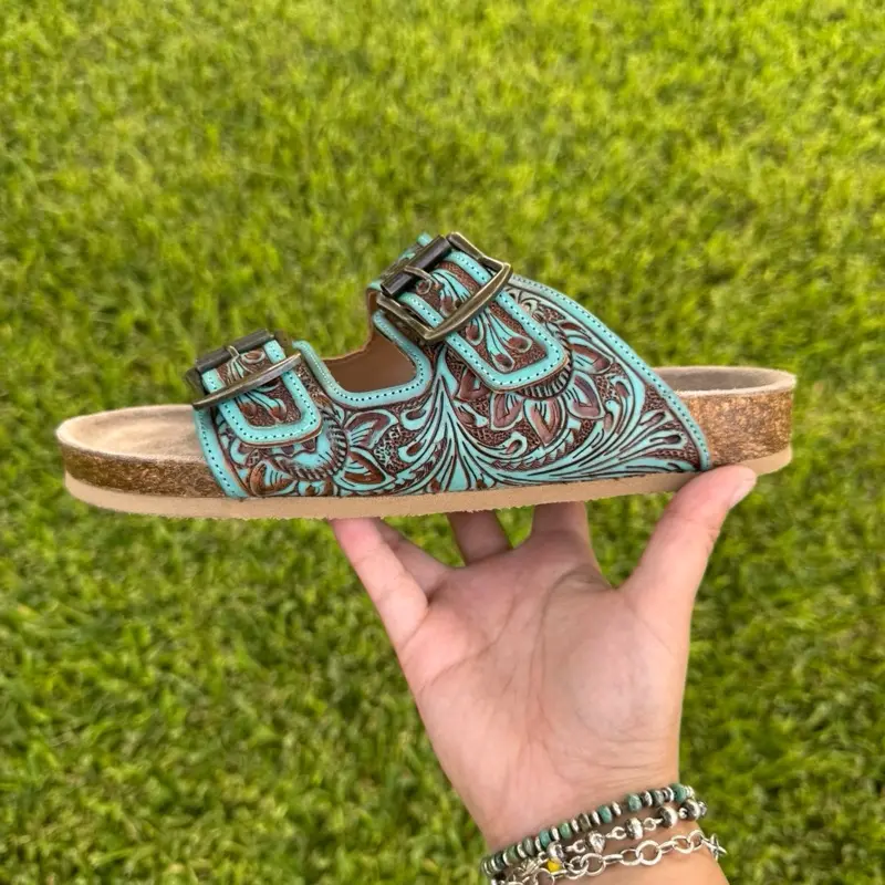 Myra falling feather blue & brown sandals Myra falling feather blue & brown sandals