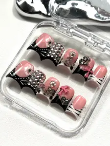 GlamDuck Short Duck Tips 3D Reusable Handmade Press-On Nails – Acrylic Square Shape, Natural Finish | Durable & Stylish for a Salon-Perfect Look