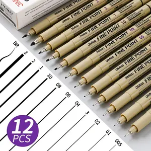 12pcs Drawing Stroke and Outline Pen, Anime Sketch Pen, Art Drawing Pen Set, Stationery Supplies for School Office