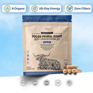Folqs Primal Eight - Grass-Fed Beef Organ Complex - 8 Whole Organs - 180 Capsules
