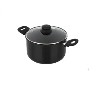 Aluminum Black Non-Stick Coated Dutch Oven with Glass Lid - 5QT Capacity - Pots, Cookware
