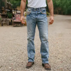 Men's Light Blue Slim Boot Cut Jeans