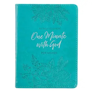 One Minute With God for Women – 365 Daily Devotions, Teal Faux Leather Flexcover Gift Book with Ribbon Marker