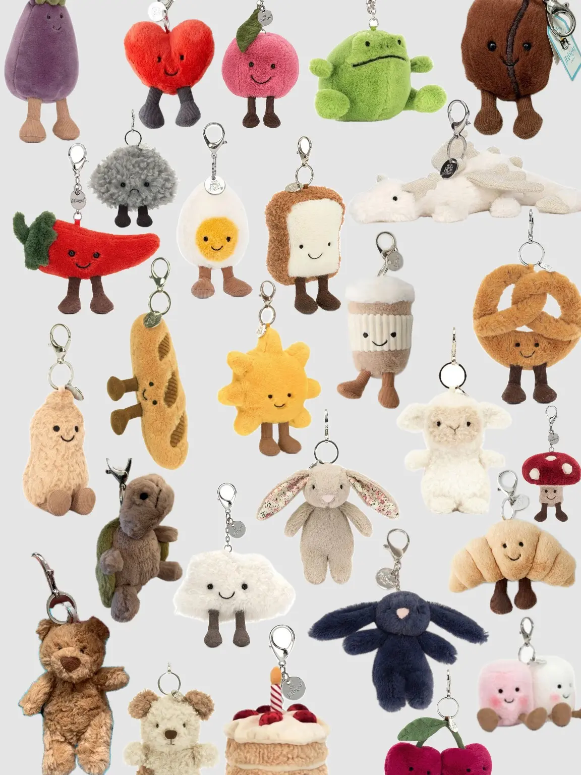 Jellycat Mini Plush Bag Charm Cute Soft Keychain Collectible Gift