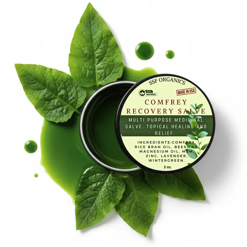 Serendipitous Summer Farms Organic Comfrey Ointment (Comfrey Oil Infused) - 2 oz Herbal Balm - Lavender Aroma, Magnesium Oil, Wintergreen, Plant-Based Moisturizers for Eczema, Bites - Small Batch, Alcohol-Free, Ammonia-Free Unisex Adult Healing Body Care