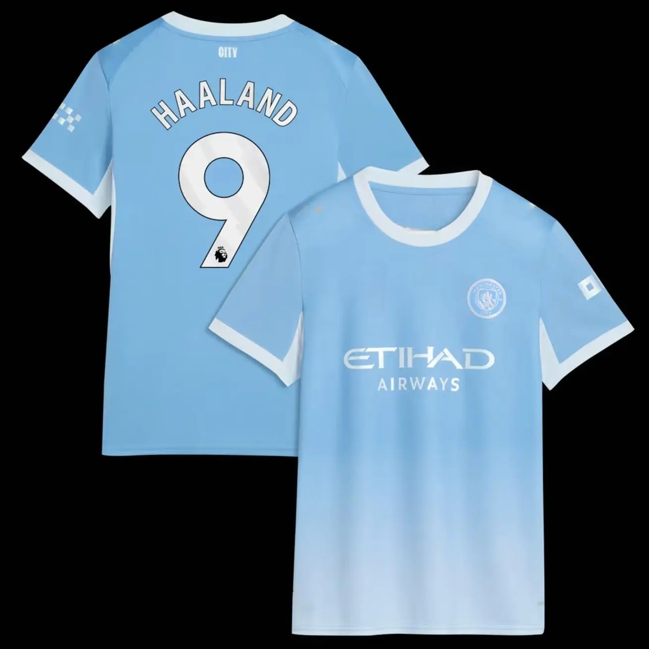 Unisex Premium Sky Blue Soccer Jersey Number 9 Haaland Athletic Sports  Premier League Man City