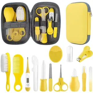 Baby Grooming Kit, Infant Safety Care Set with Hair Brush Comb Nail Clipper Nasal Aspirator,Baby Essentials Kit for Newborn Girls Boys (Yellow)