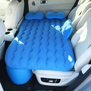 5 piece Portable PVC Flocking Blue Inflatable Car Bed - Rectangular Air Cushion For SUV Travel And Camping With Storage Bag And Repair Kit Car Beds For Vehicles Christmas Gifts Idea Great Car Accessories Camping Gear And Equipment