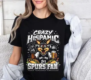 Crazy Hispanic  Fan Tshirt, Basketball Fan Tee, Game Day Shirt, Sports Lover Gift, Funny Fan Tshirt, Spurs Supporter Tee