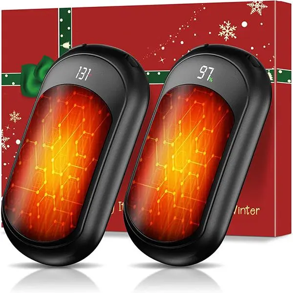 AI Smart Rechargeable Hand Warmer (2-pack) – AI intelligent temperature control, includes a greeting card, mini electric hand warmer, fast charging, portable and easy to use, ideal gift for outdoor activities, hunting, golf, alpine skiing, and camping.