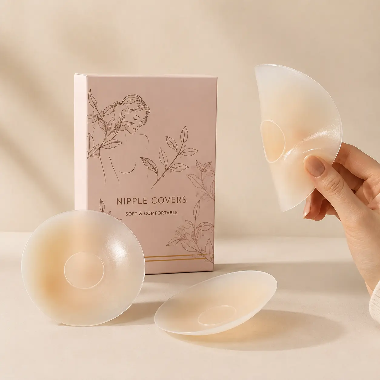 Women's Reusable Silicone Nipple Covers - 4 Pairs, Invisible, Seamless, Adherent Adhesive Pasties, Sticky Breast Accessories