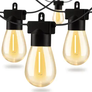 50FT&100FT LED Outdoor String Lights, Outside Patio Backyard Light with S14 Shatterproof Edison Bulbs, Heavy-Duty Commercial Grade Weatherproof Strand Decorative Café Porch Bistro Garden Tree