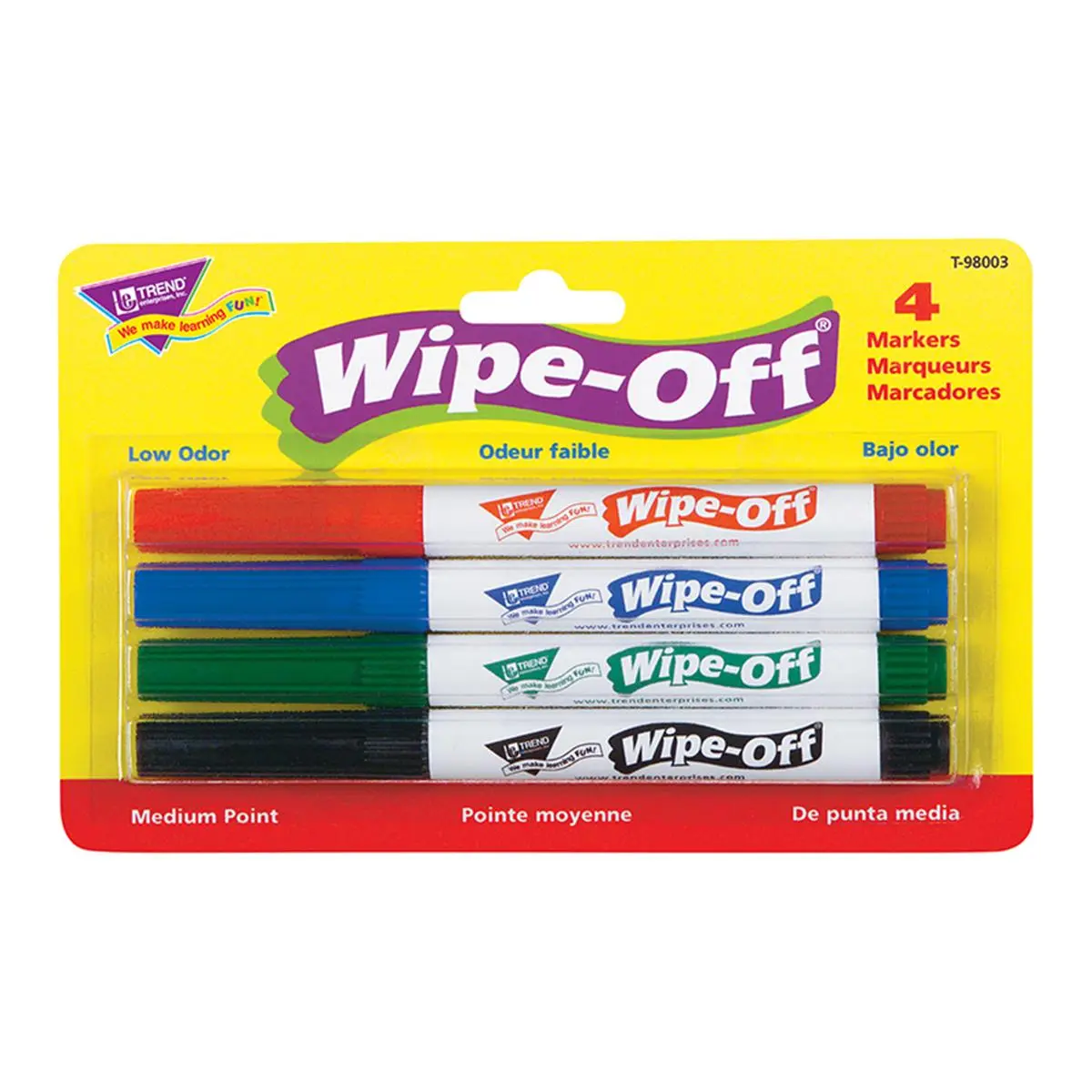 212 MAIN Wipe Off Markers - Pack of 3, 4 Standard Colors, Nontoxic Long-Lasting Erasable Ink, Clean with Dry Tissue, Extend Learning for Track & Field Sports & Outdoor Leisure Equipment, Long-Lasting Ink, Nontoxic Ink