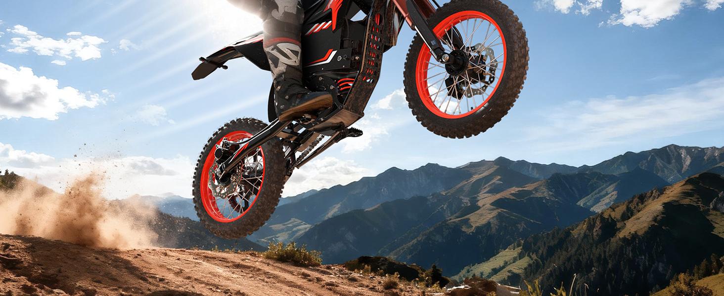 Qronge X1 Spark Electric Bike is designed for challenging terrain. Its 17"/14" wheel configuration balances stability and agility,and it features a powerful 4500W, 283 Nm of torque, and a large 60V 28.8Ah battery.