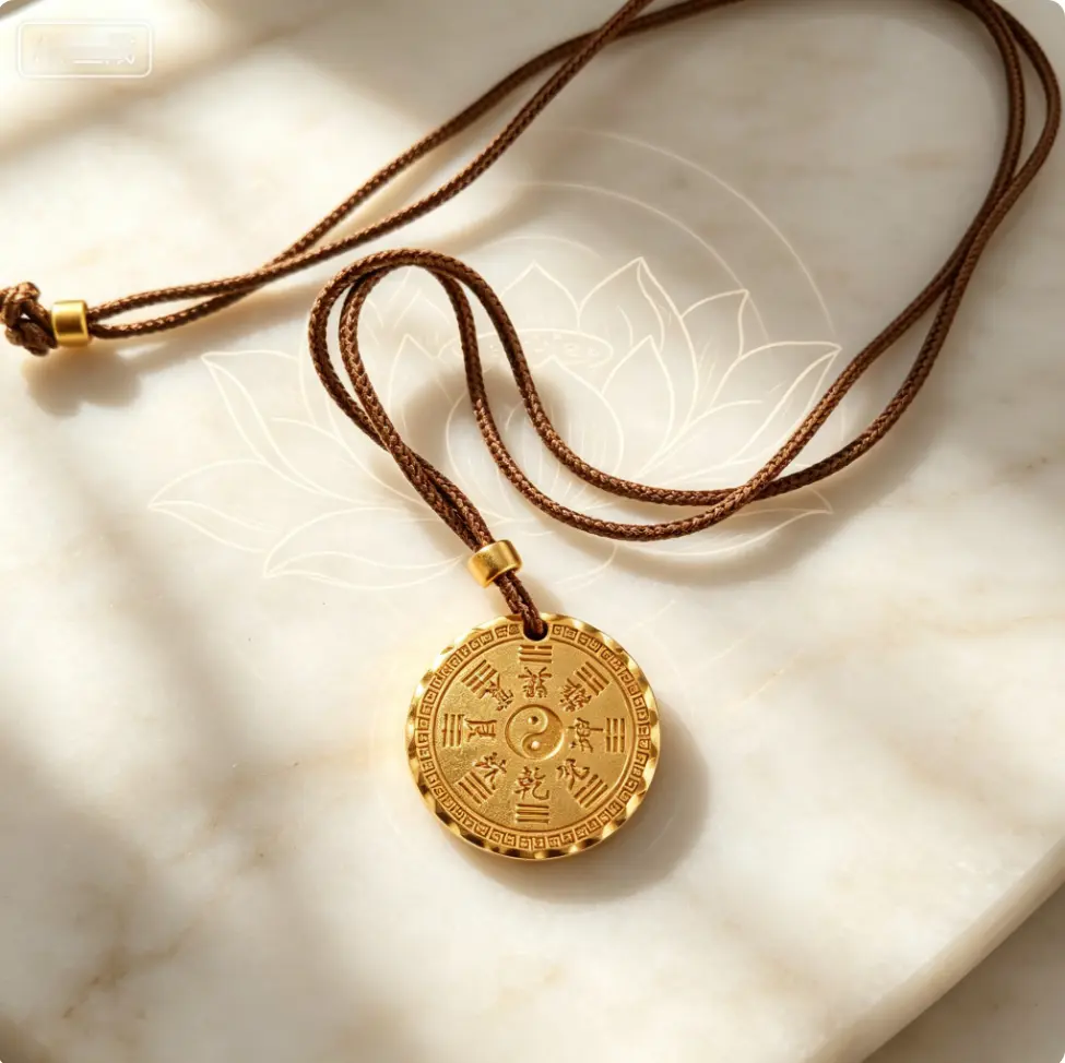 Ancient Taoist Guardian Talisman 18K Gold Plated Double-sided Medal Necklace