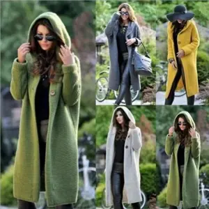 New Cashmere Cardigan in Autumn and Winter  loose Long Sleeve Sweater Solid Color Knitted Long Thickened Top