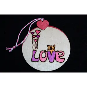 Valentines Ornaments "LOVE CAT" - 'Pyrographics by The Ragdoll Princess'