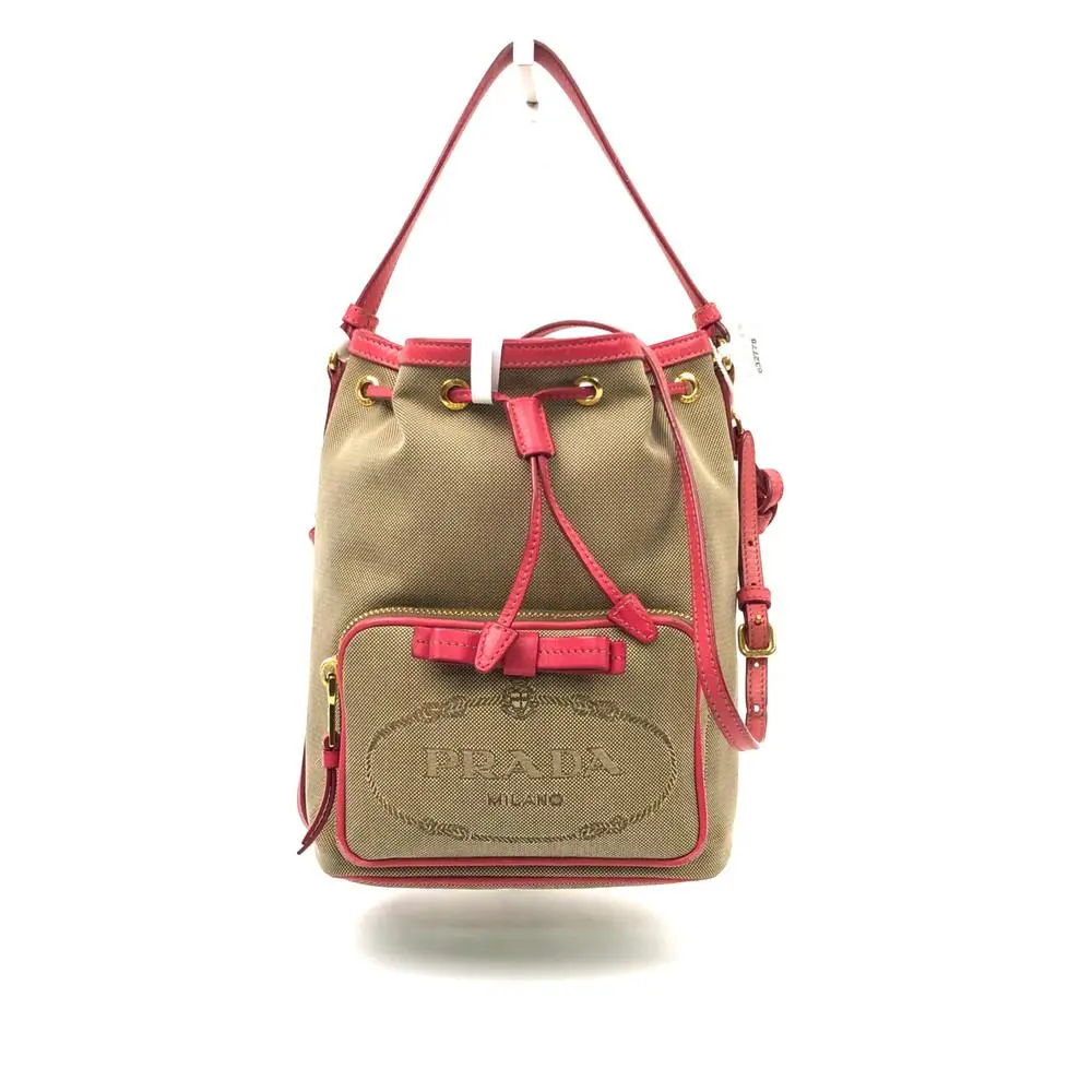 Pre-owned PRADA As Shown Shoulder Bags Jacquard Logo Bucket Bag 2.24 SH
